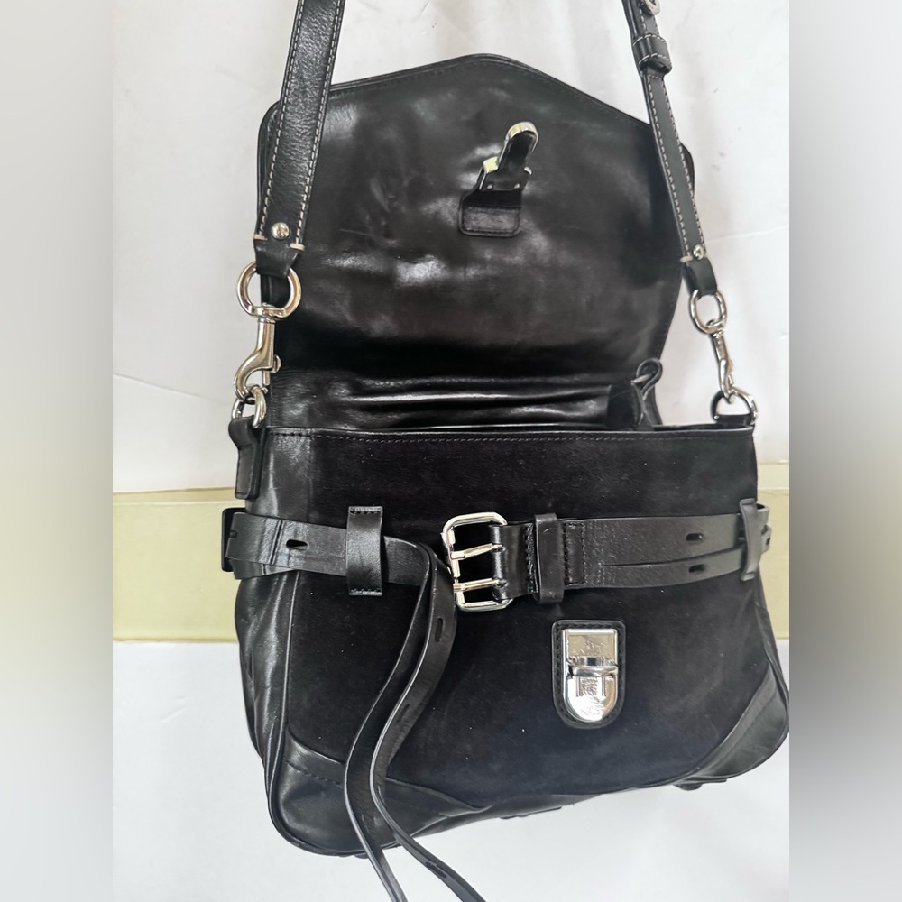 Joy Gryson NEW Ellie Suede Leather Satchel Shoulder Bag Buckle Saddle Crossbody - Picture 8 of 16